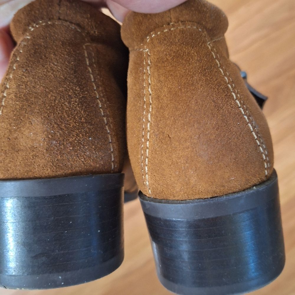 Marcon Wide Suede Ankle Boots Brown Zipper Buckle Detail Size 8 W Womens - Picture 5 of 8